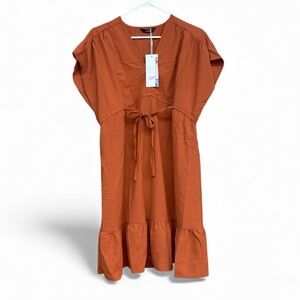 Rust Orange Short Sleeve Dress